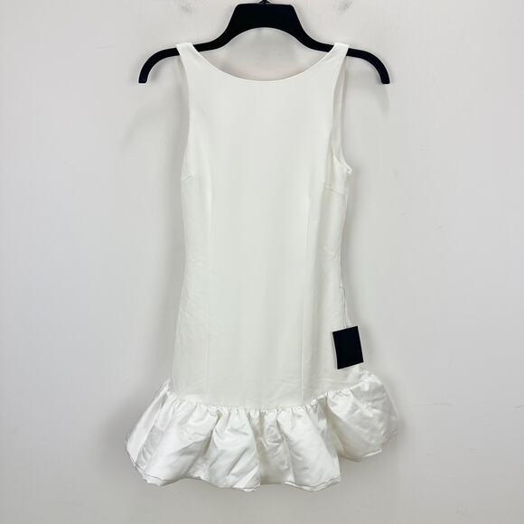 Lulus Superb Aura White Ruffled Drop Waist Mini Dress Bubble Hem Party XS NWT - Picture 5 of 13
